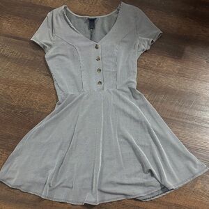 Daytrip Gray Striped Mini Dress